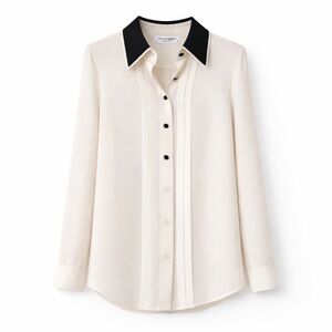 Equipment Cream Blouse with Black Accents